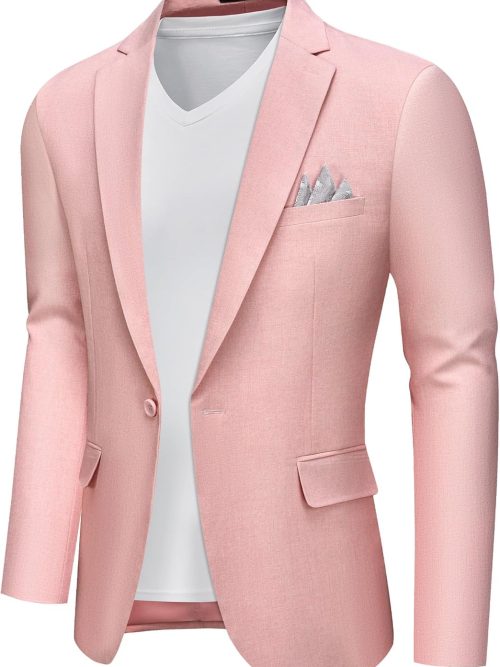 Men's Slim Fit Blazer Jackets Suit One Button Lightweight Sport Coats Casual Blazer